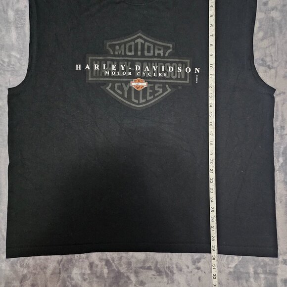 VINTAGE Harley Davidson Men's 2XL Black Motorcycle Tank Top Y2K Edmonton Alberta - Picture 8 of 8